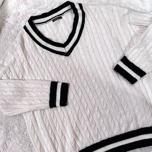 Cable Knit Varsity Sweater